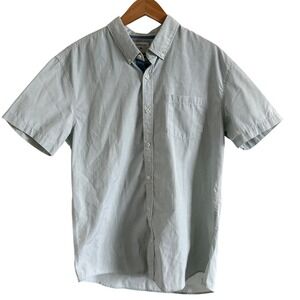 Quiksilver Mens Modern Fit Short Sleeve Button Down Shirt Blue White Check Large